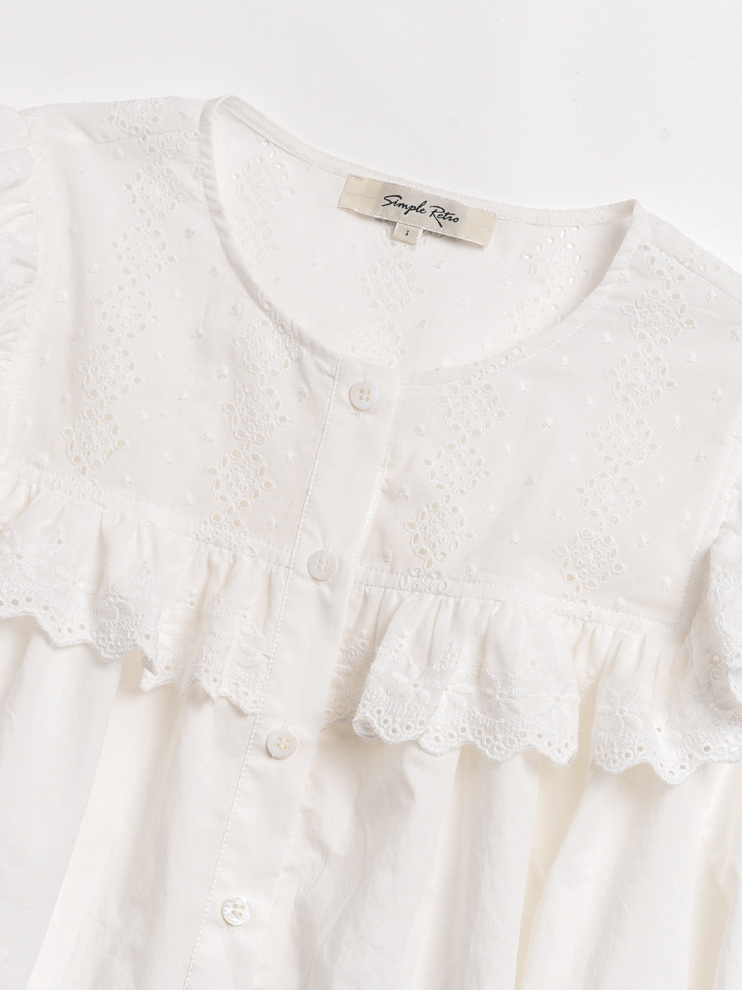 Danna Round Neck Lace Trim Blouse