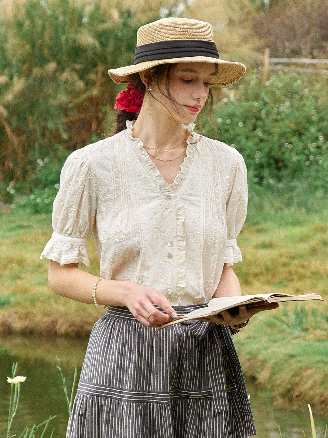 Kahlani Embroidered 100% Cotton Blouse