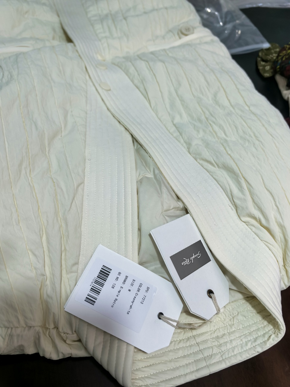 Simple Retro Emi Collarless Pocket Down Jacket - Khaki