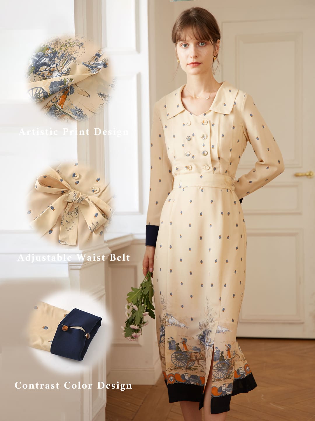 Elizabeth Retro Printed Dress