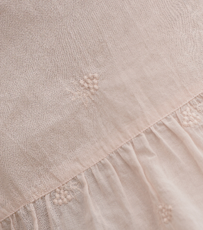 Aitana Rose Embroidered V-neck Puff Sleeve Lace Cotton Dress