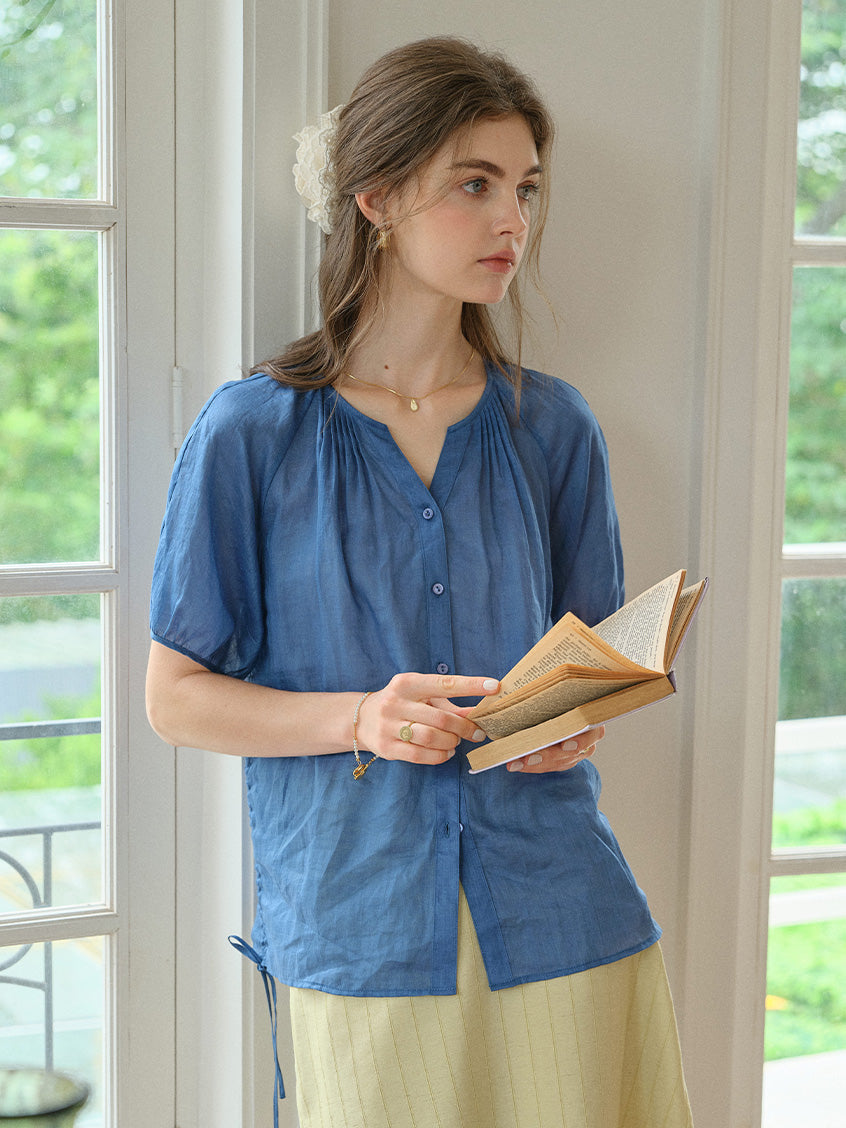 Serena Round Neck 100%Ramie Blouse