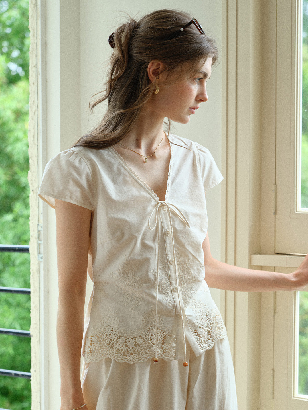 Adrianna 100% Cotton Embroidery Blouse