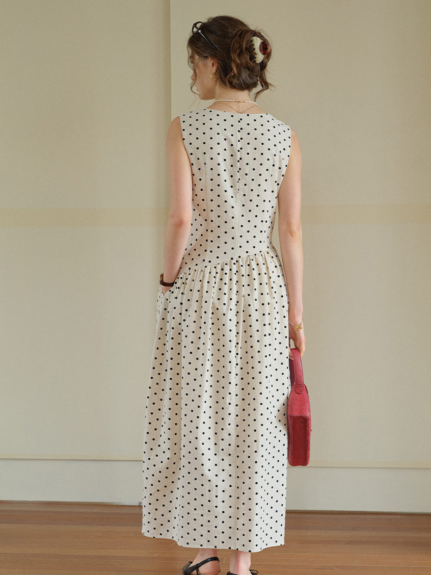 Clarissa Loose V-Neck Dot Dress