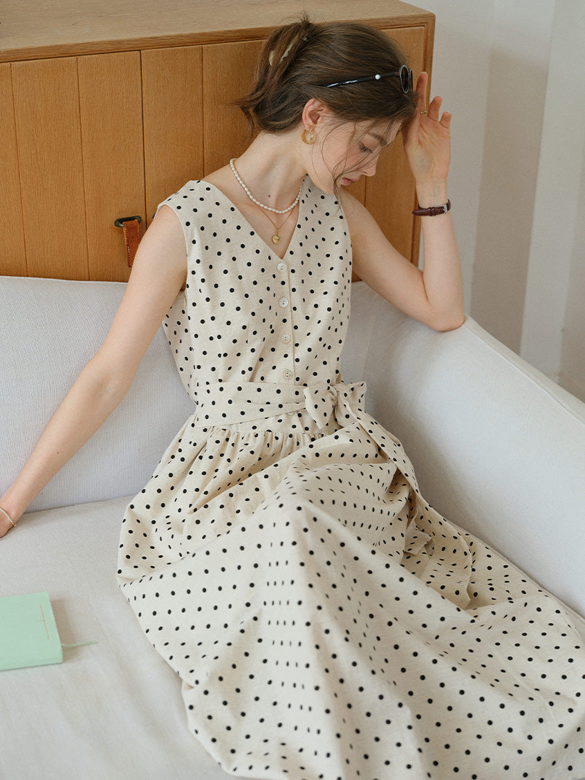 Clarissa Loose V-Neck Dot Dress