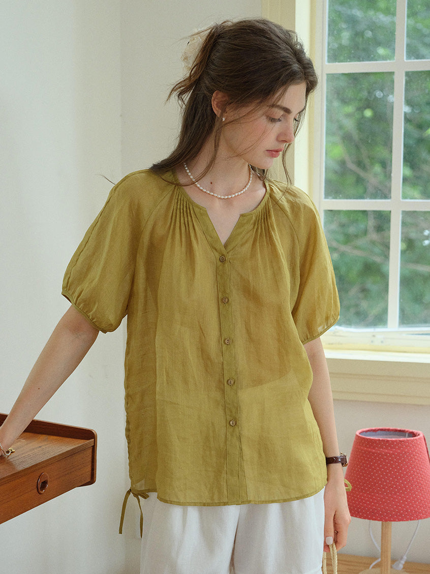 Serena Round Neck 100%Ramie Blouse
