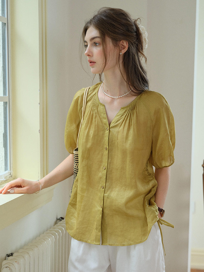 Serena Round Neck 100%Ramie Blouse