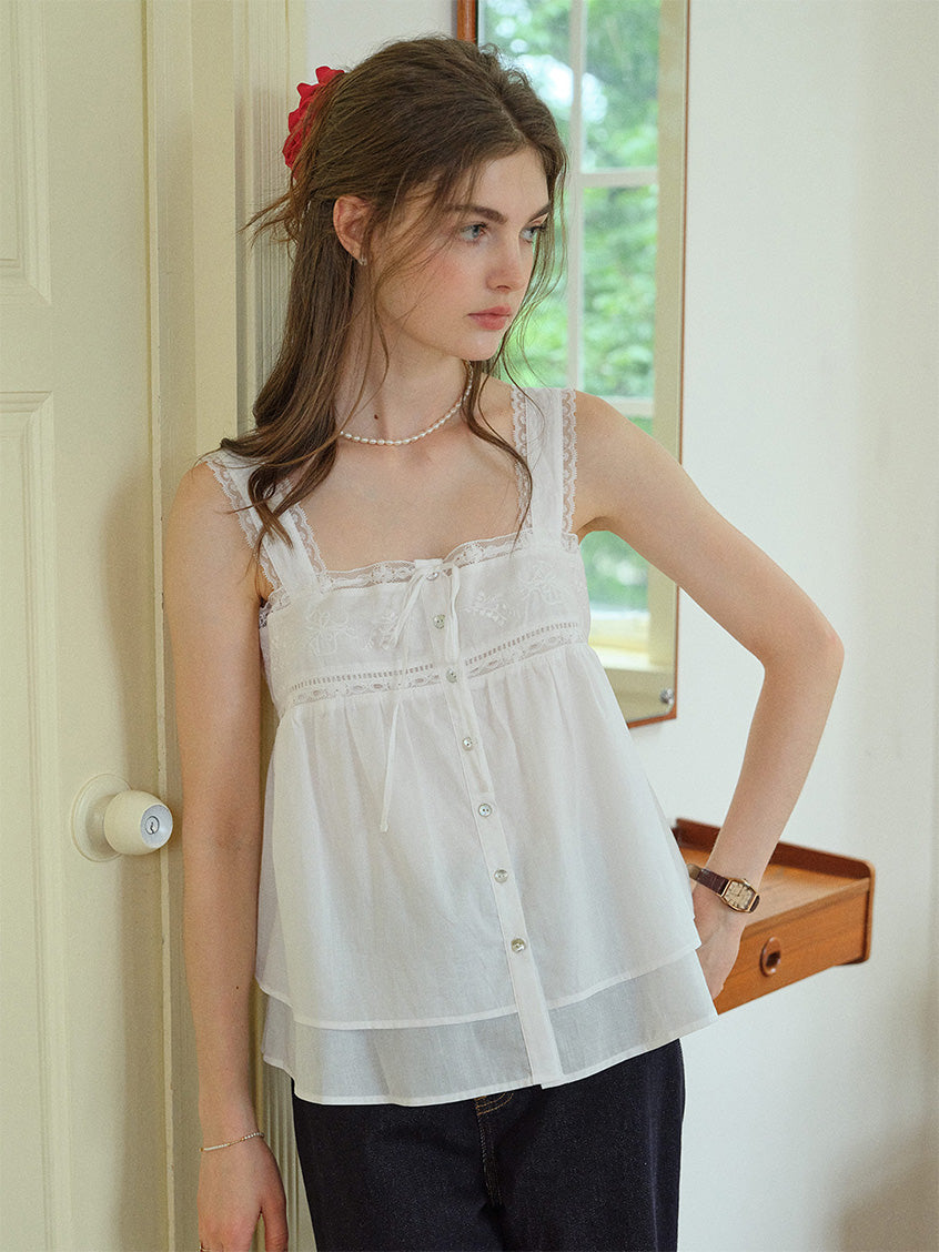 Ophelia 100%Cotton Lace Embroidery Top