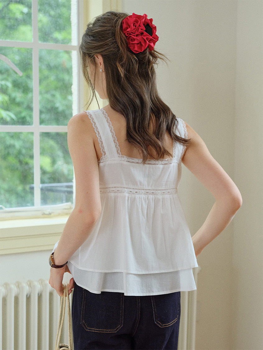 Ophelia 100%Cotton Lace Embroidery Top