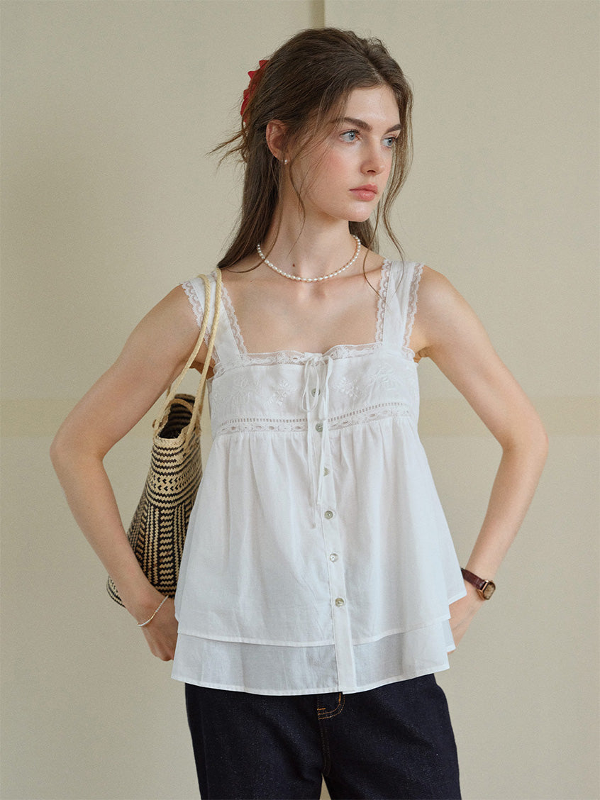 Ophelia 100%Cotton Lace Embroidery Top