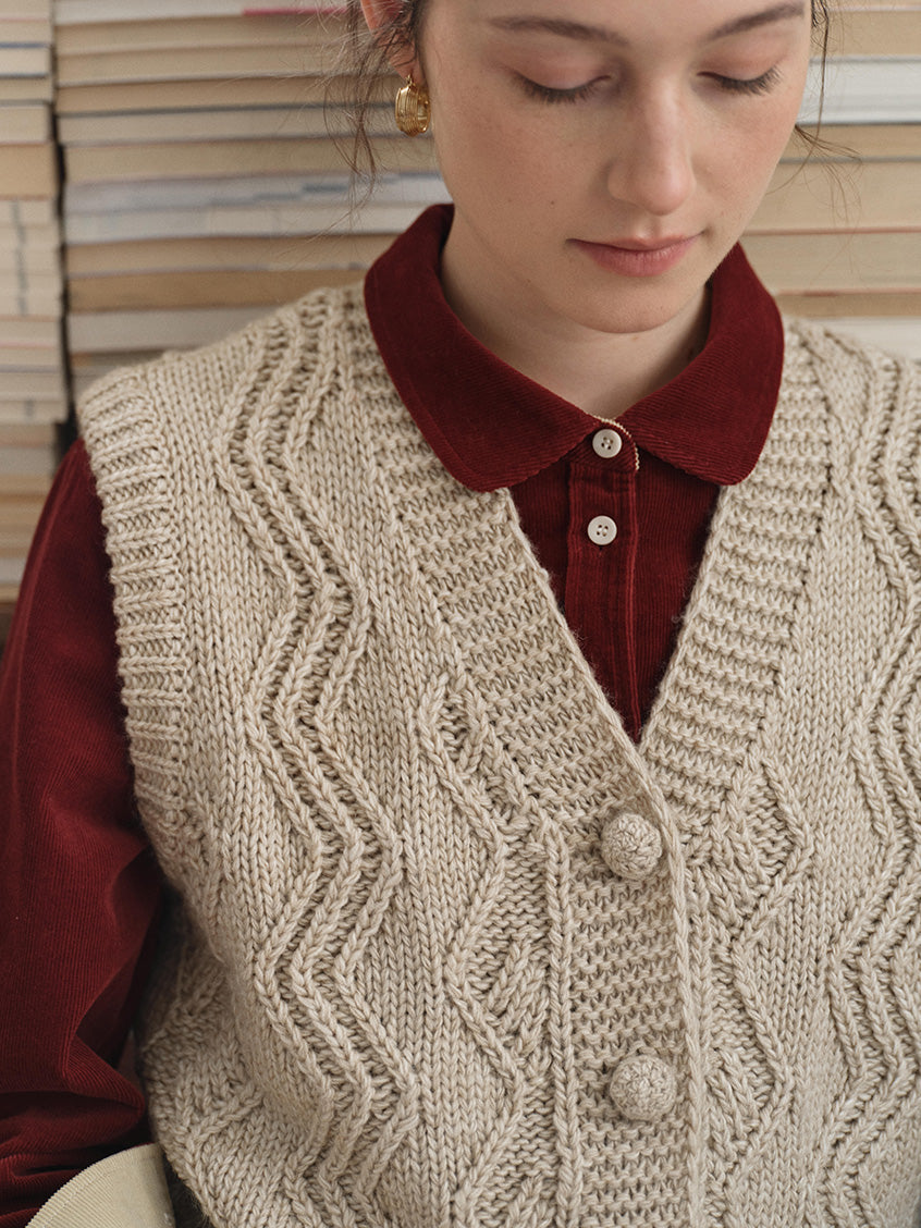 Ottavia Wool-Blend Cable Knit Vest