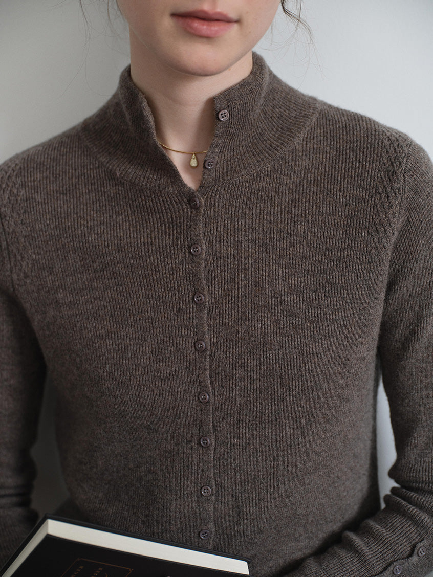 Berta 100%Wool V-Neck Button Sweater