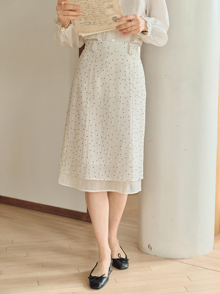 Bianca Dot Double-layered Midi Skirt