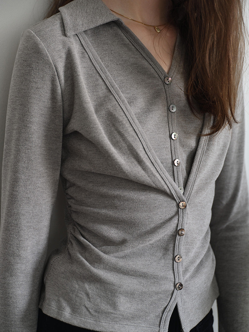 Eglantine Slim Button-Front Knit Top