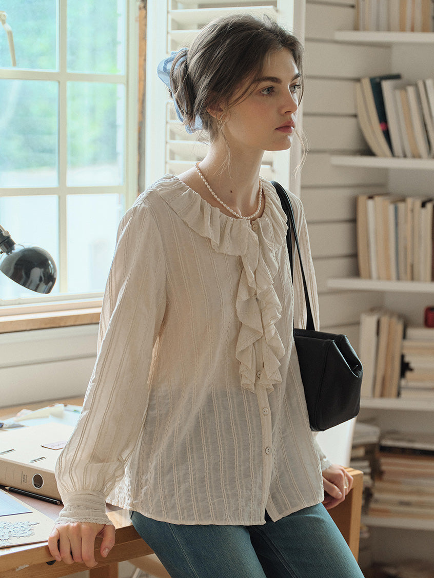 Carla 100%Cotton French Button-Up Blouse