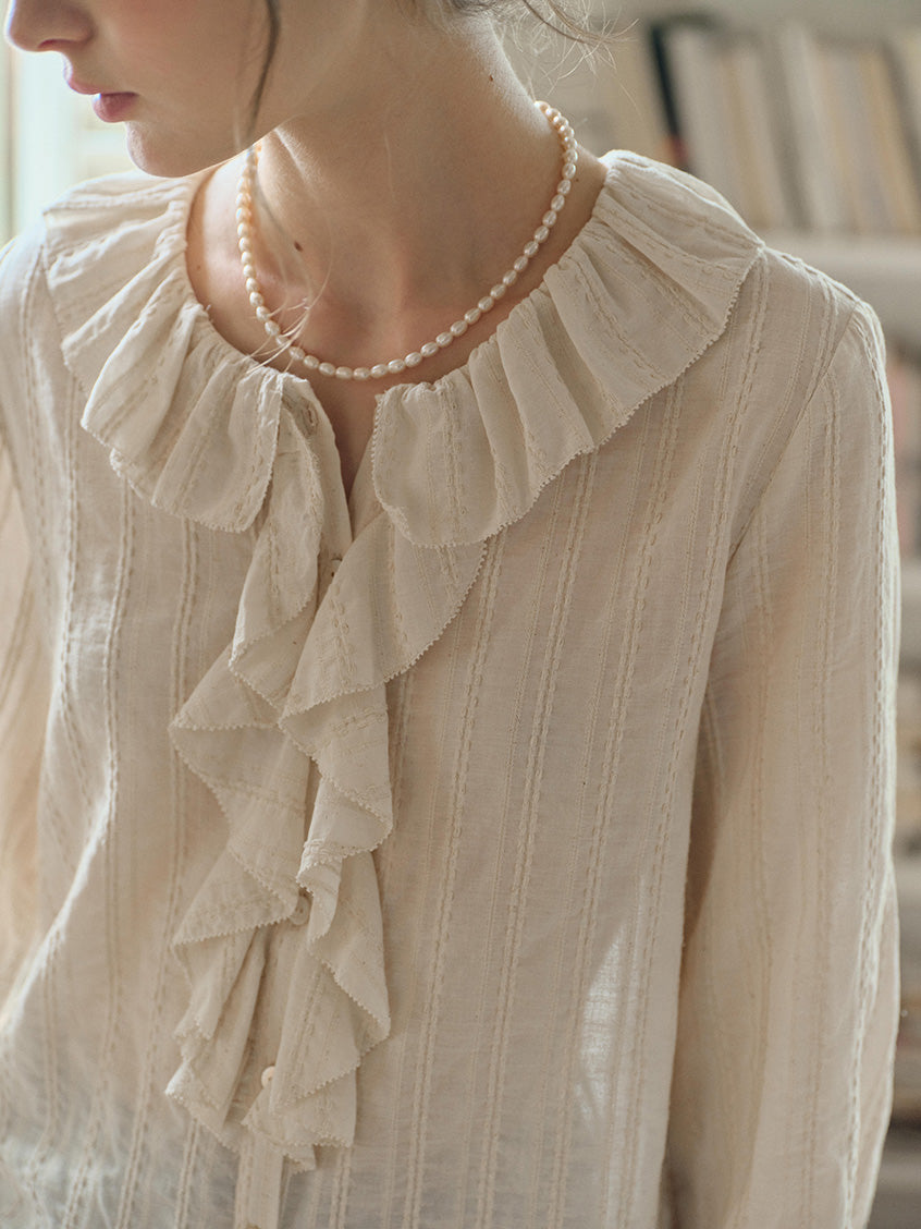 Carla 100%Cotton French Button-Up Blouse