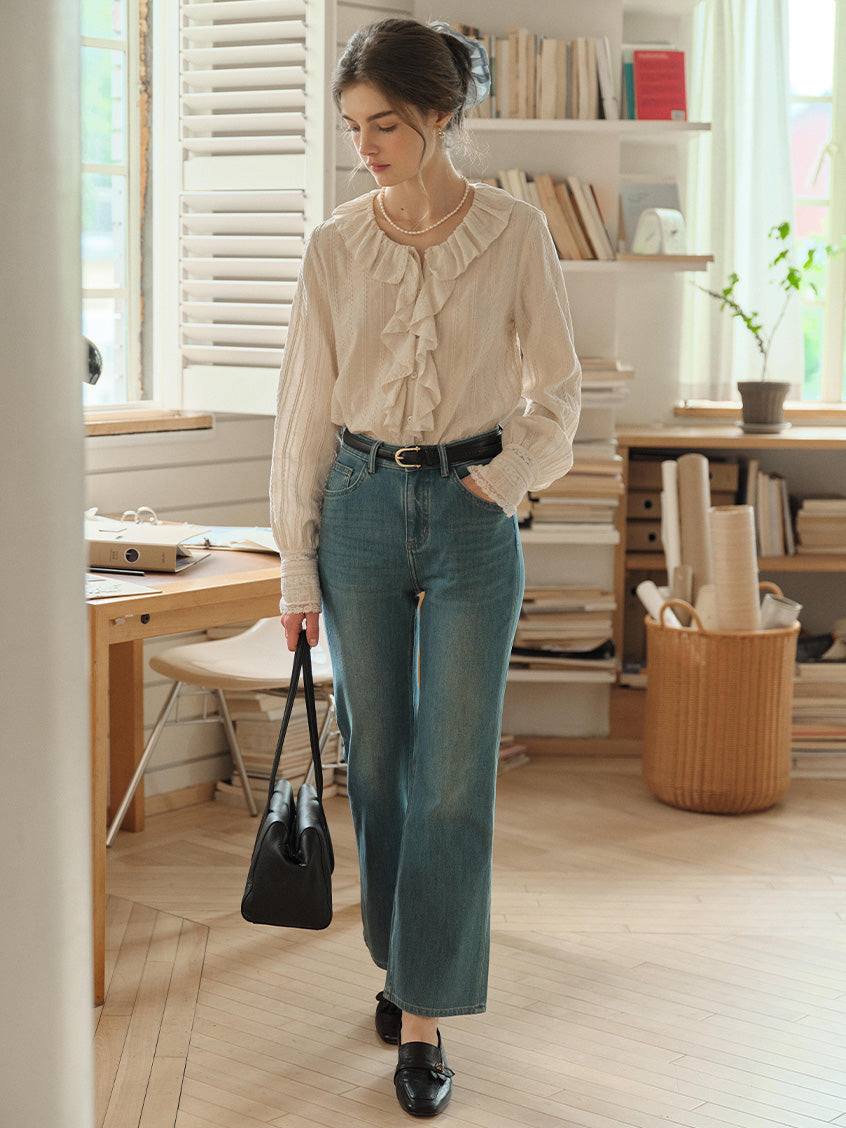 Carla 100%Cotton French Button-Up Blouse