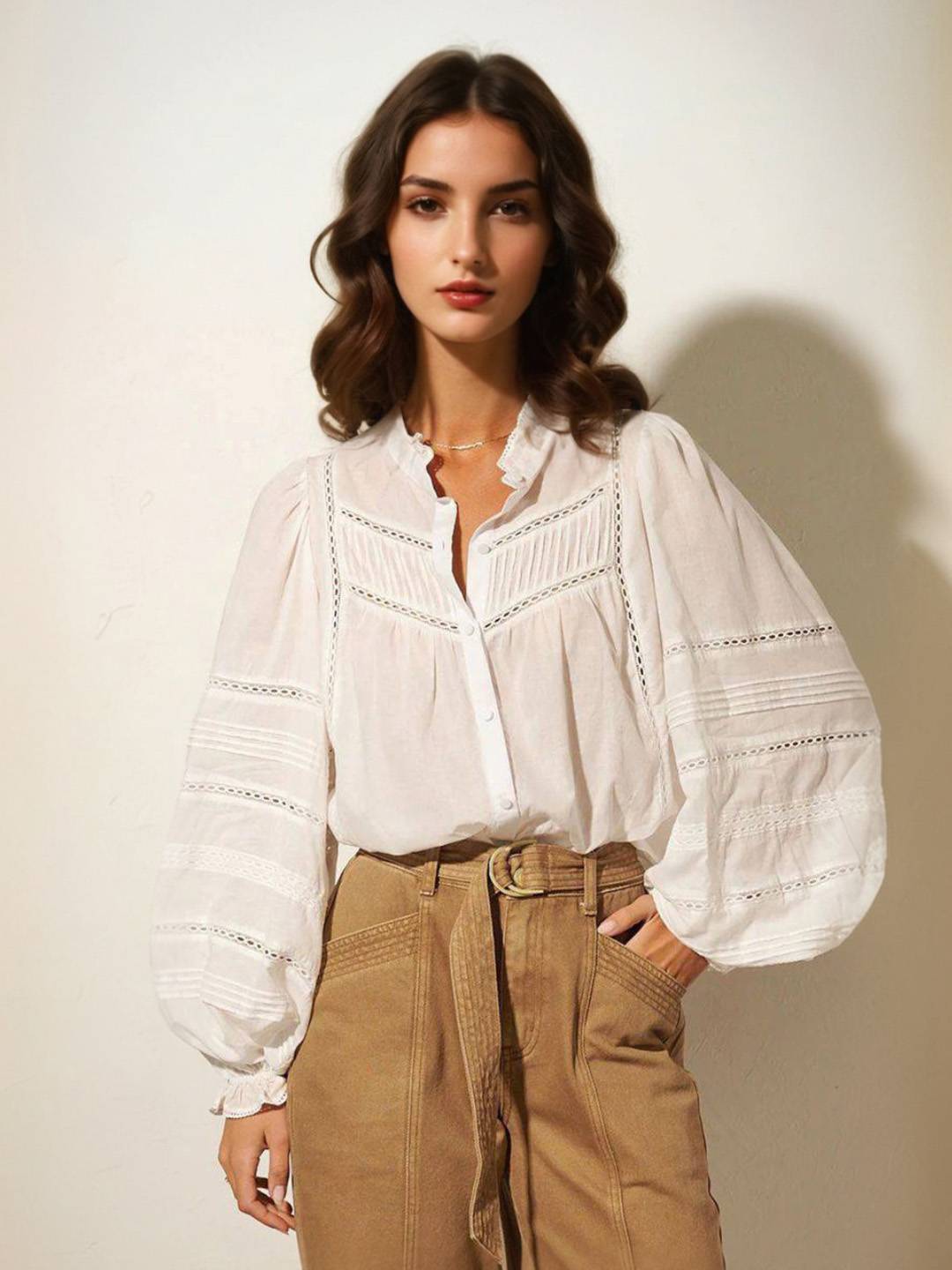Veronica V-Neck Embroidery Blouse