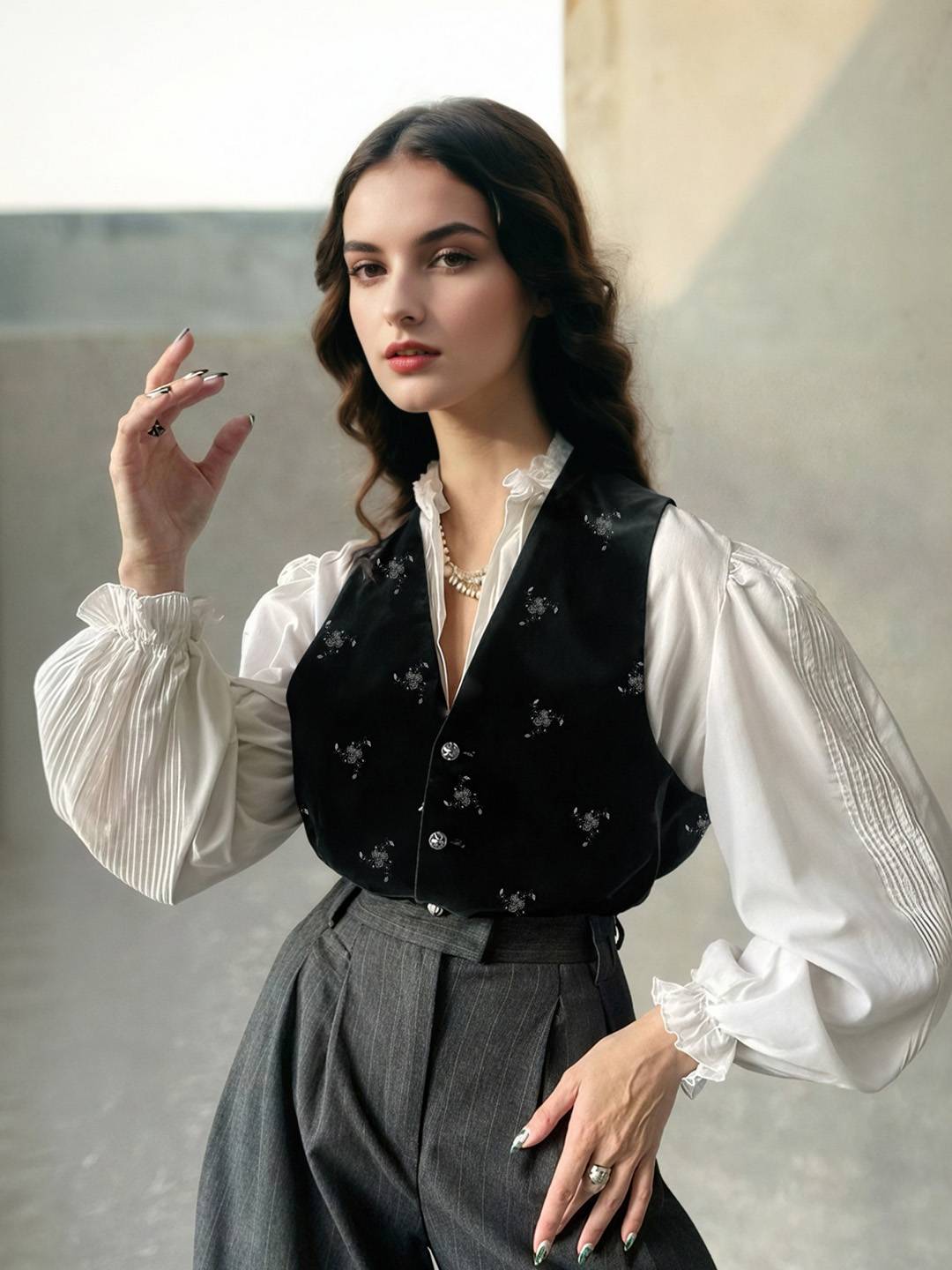 Liana V-Neck Pattern Vest