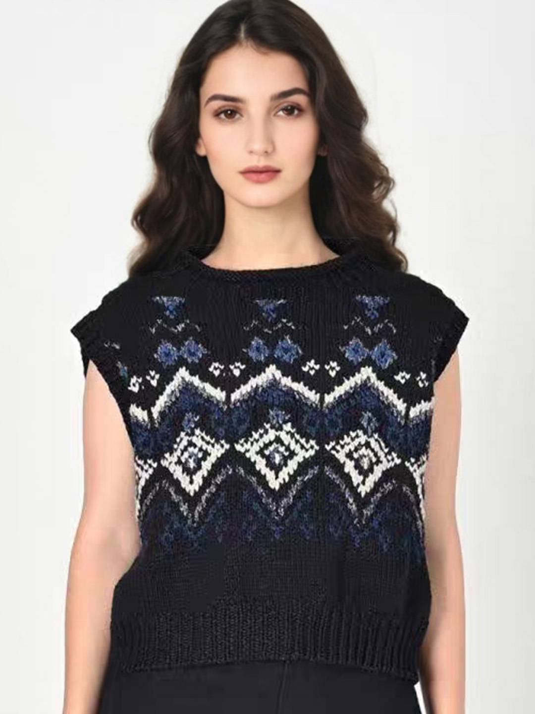 Edith Round Neck Crochet Vest