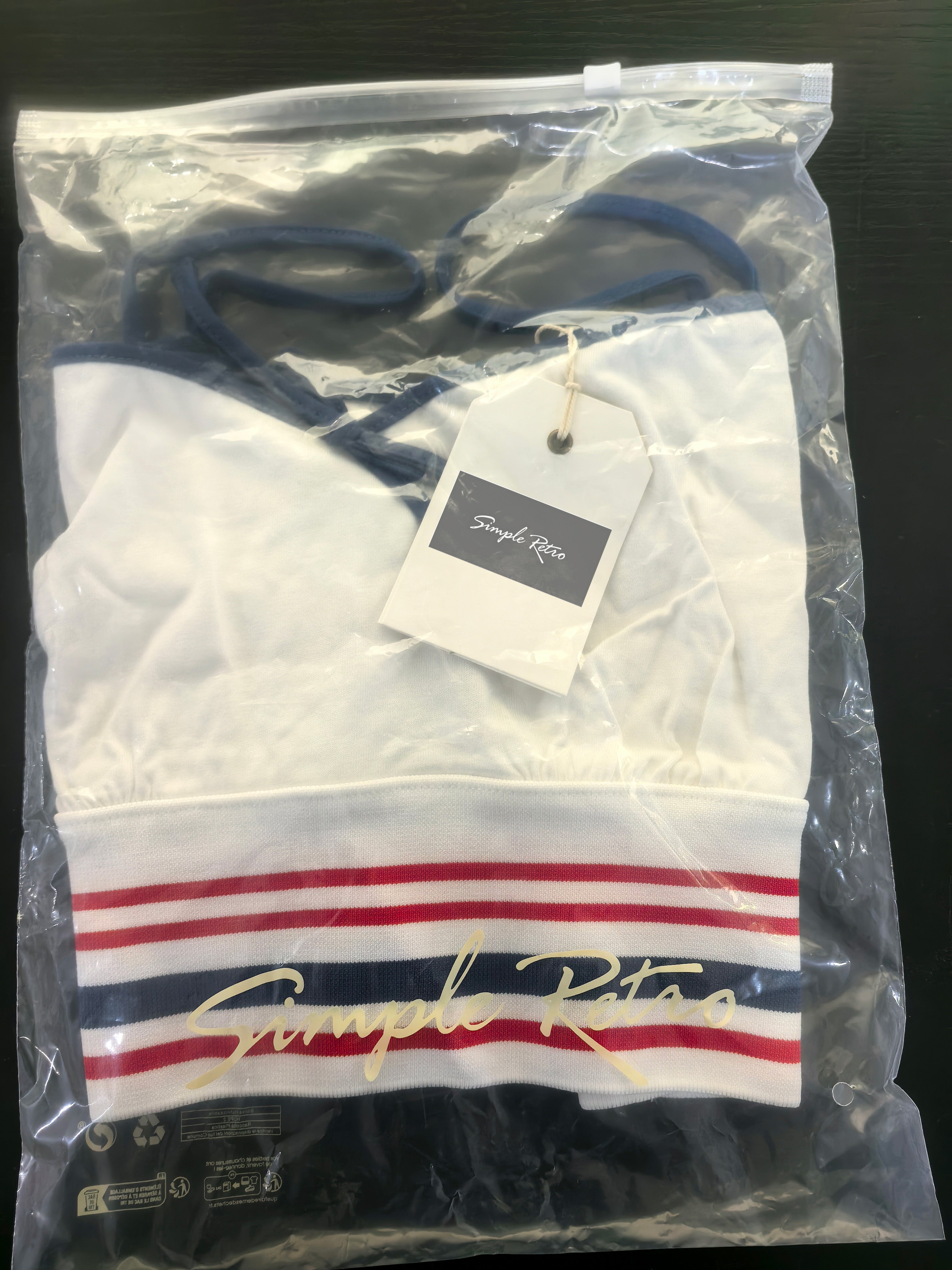 【Final Sale】Simple Retro Jessica Small V-neck Contrast Bow Striped Cotton Camisole Top