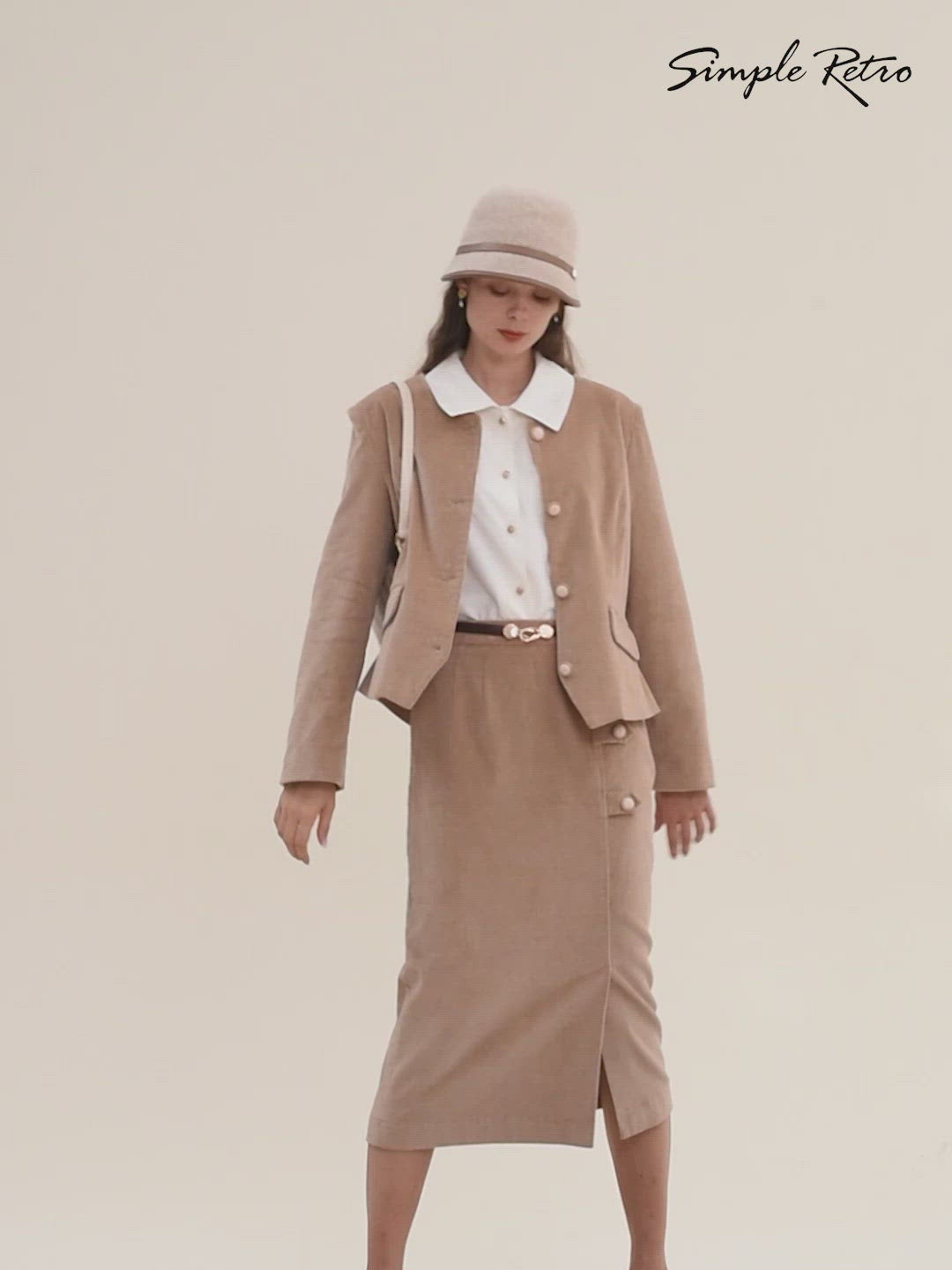 Meg Vintage Khaki Corduroy Blazer/Simple Retro/11292