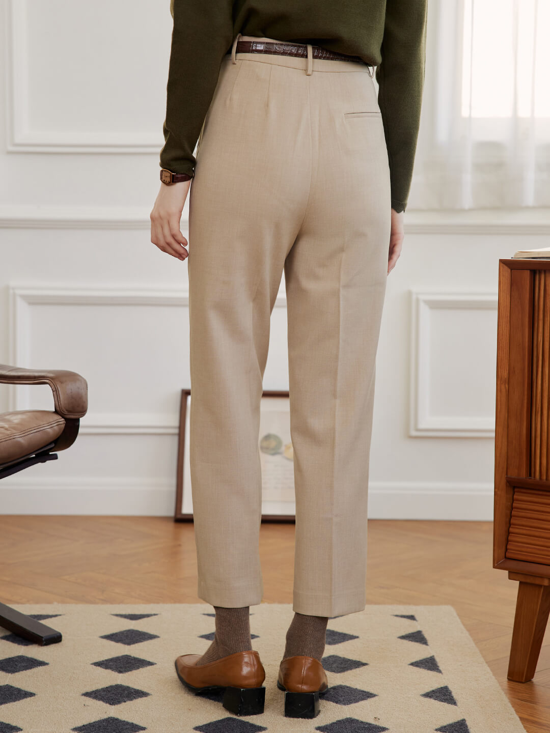 Simpleretro Nora Straight Suit Pants - Light Khaki4