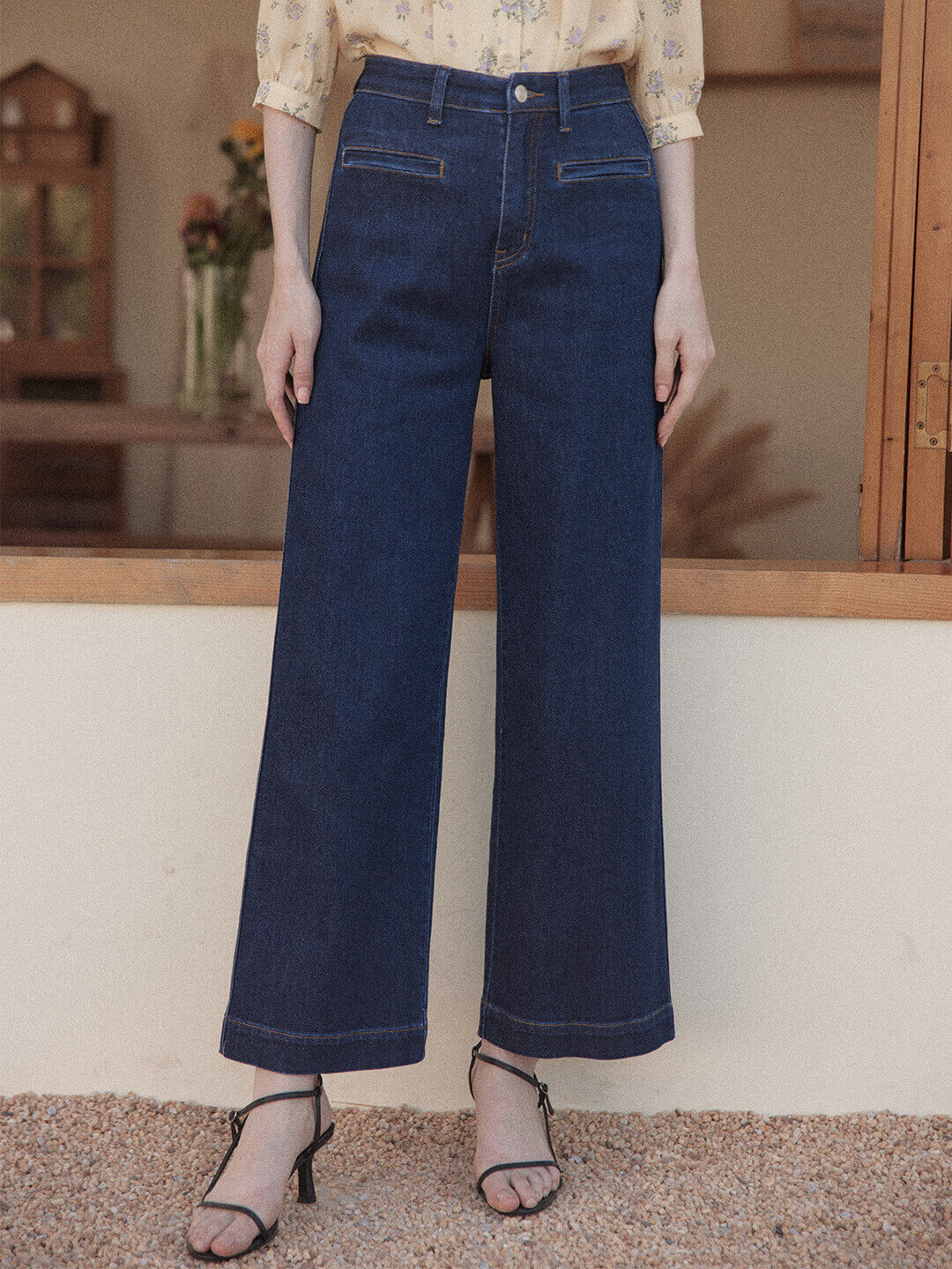 Aurora High-waisted Wide Leg Blue Jeans/Simple Retro/66044