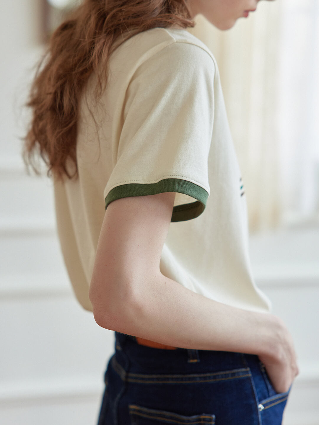 Maya Logo Printed Vintage T-Shirt/Simple Retro/1200046