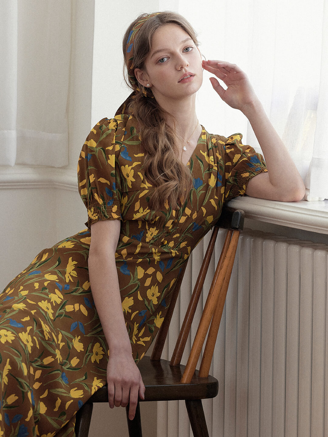 Bianca V-Neck Tulip Puff Sleeve Dress