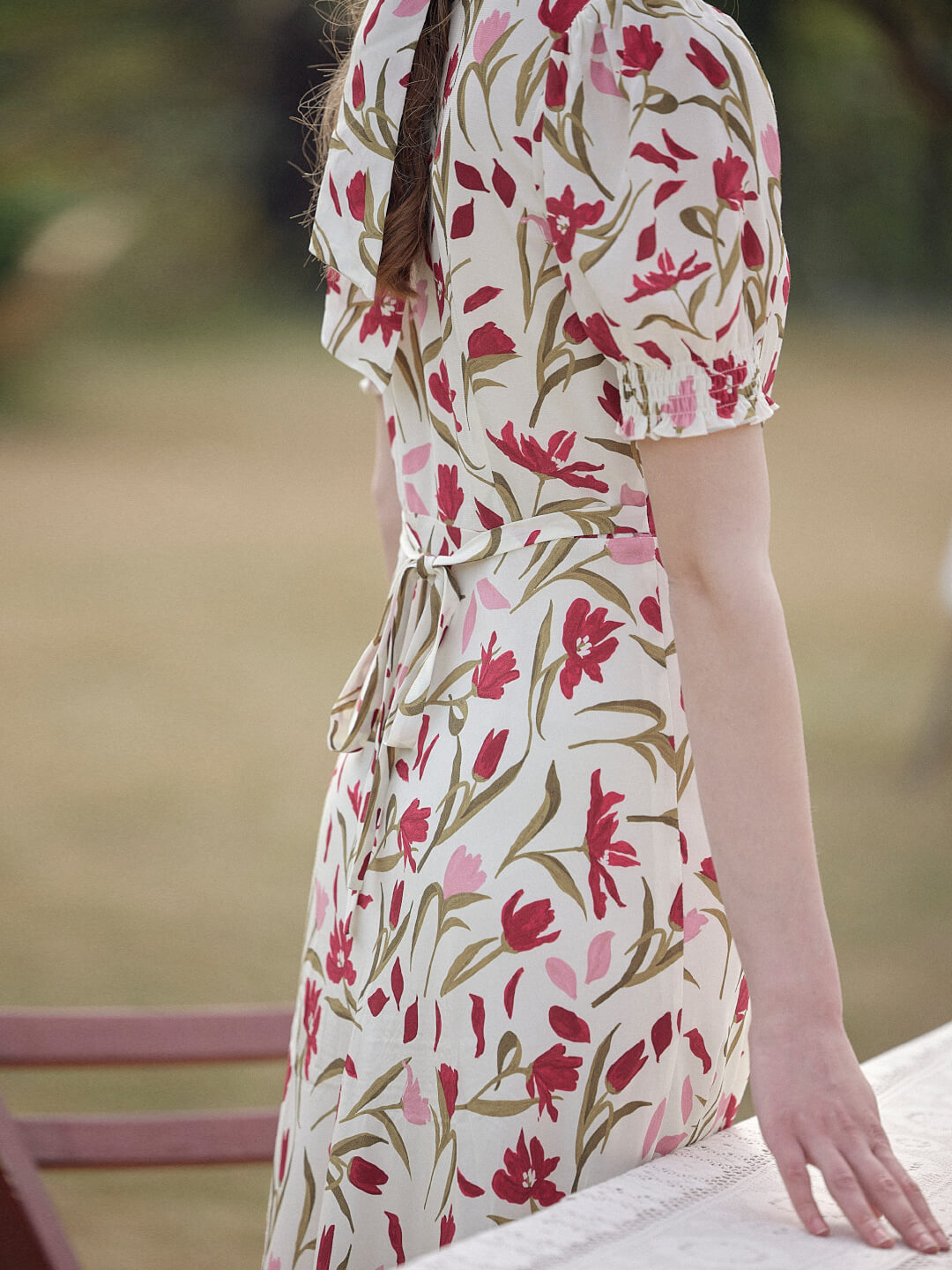 Bianca V-Neck Tulip Puff Sleeve Dress