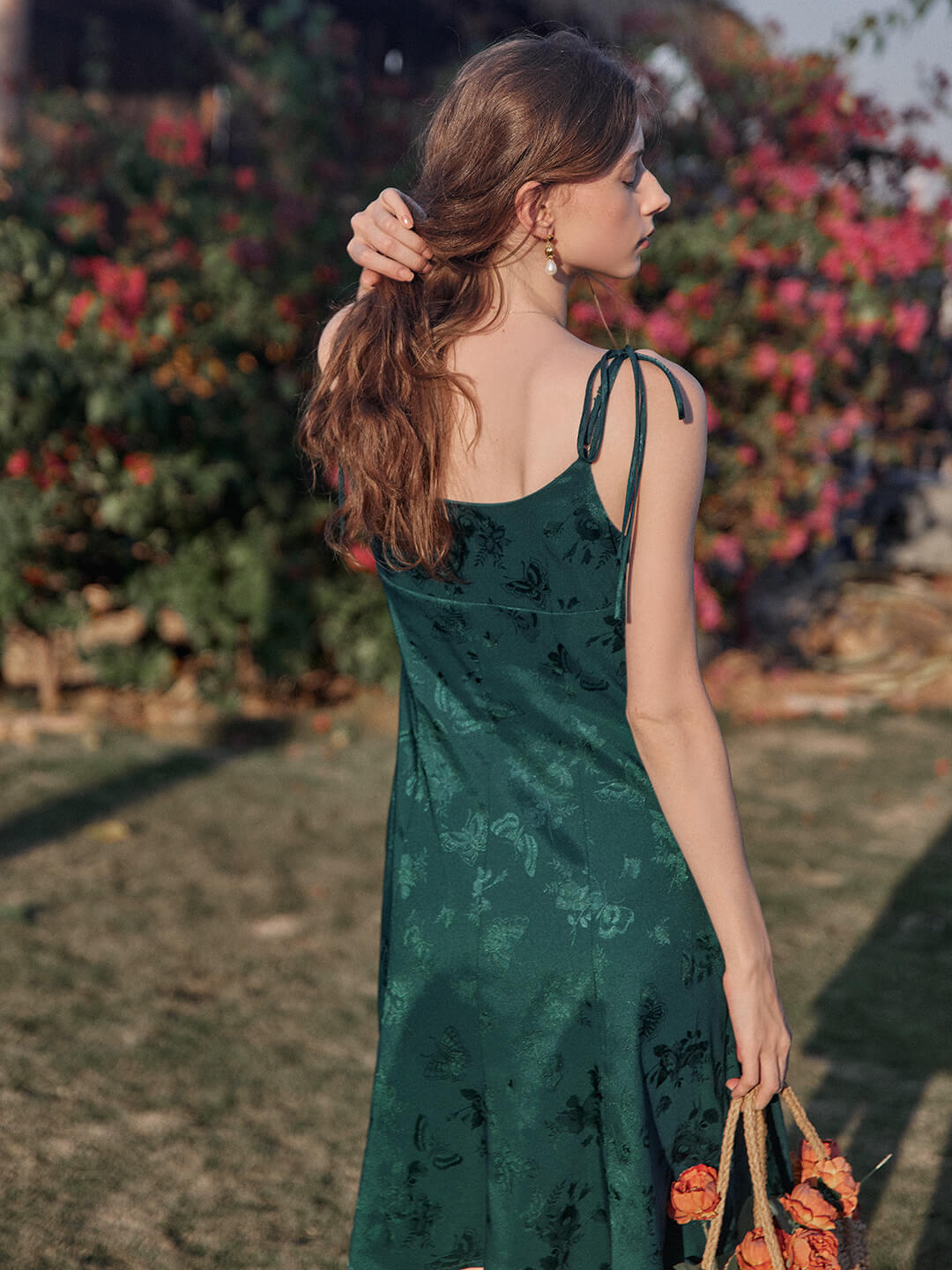 Jennifer Retro Floral Jacquard Slip Dress/Simple Retro/11335