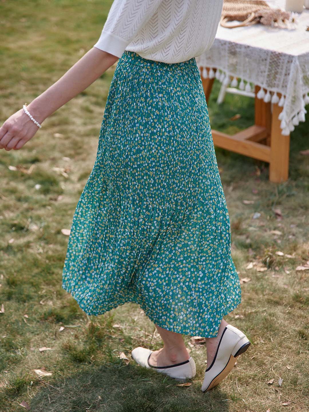 【FINAL SALE】Juli Floral Pleated Maxi Skirt