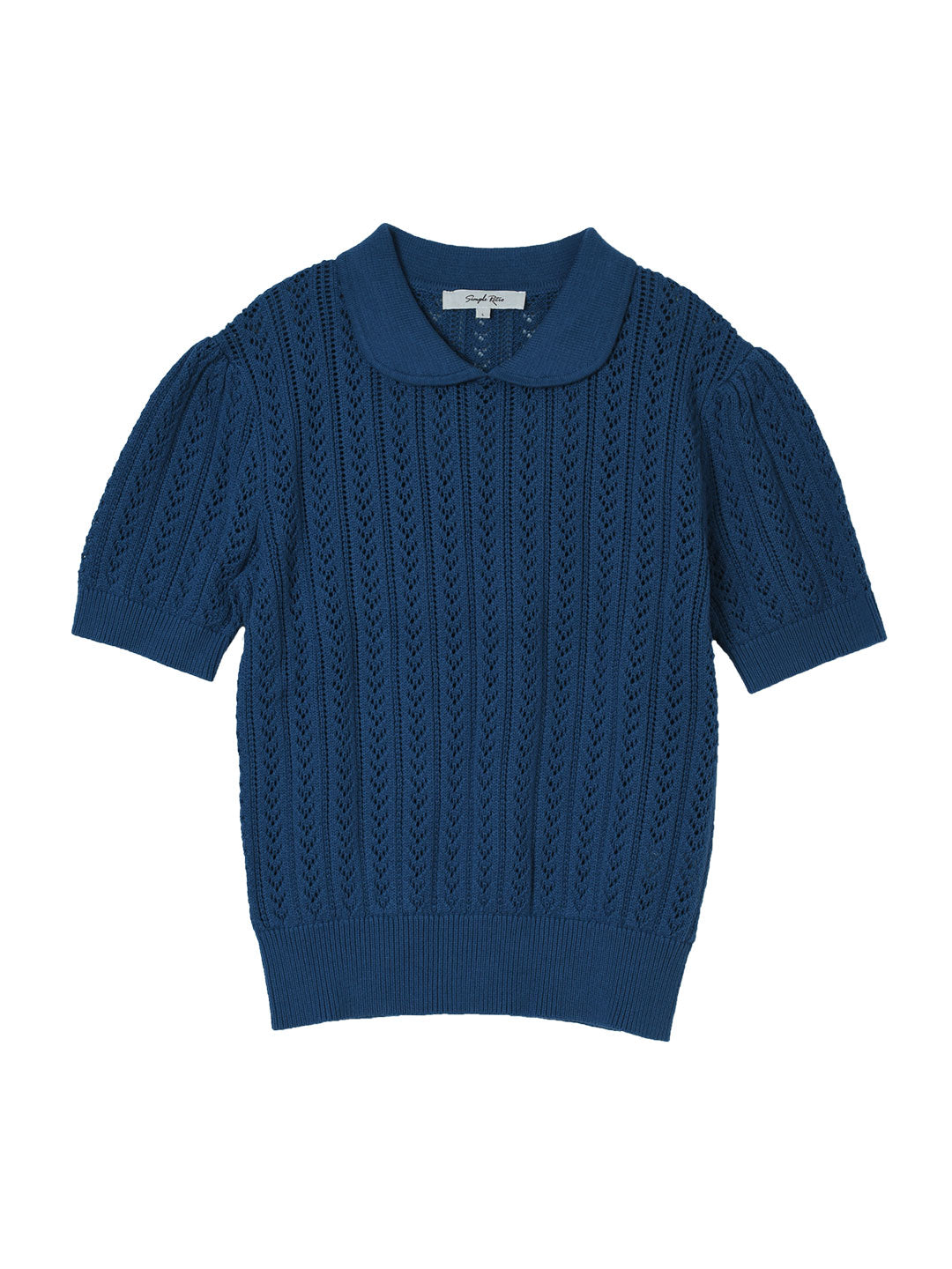 Kamryn Small Lapel Hollow Short Sleeve Knit Top