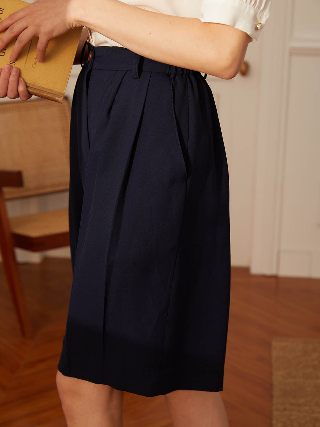 Daiki Chiffon Straight Shorts/Simple Retro/11058