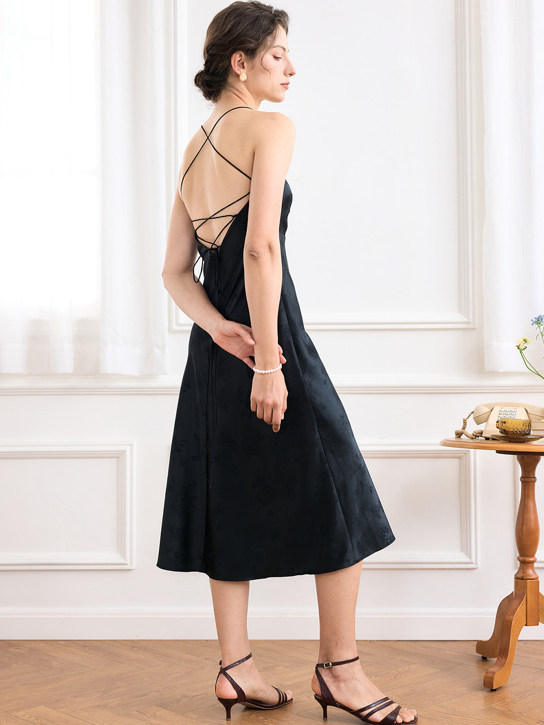 【Final Sale】Henley Butterfly Dark Pattern Sling Dress
