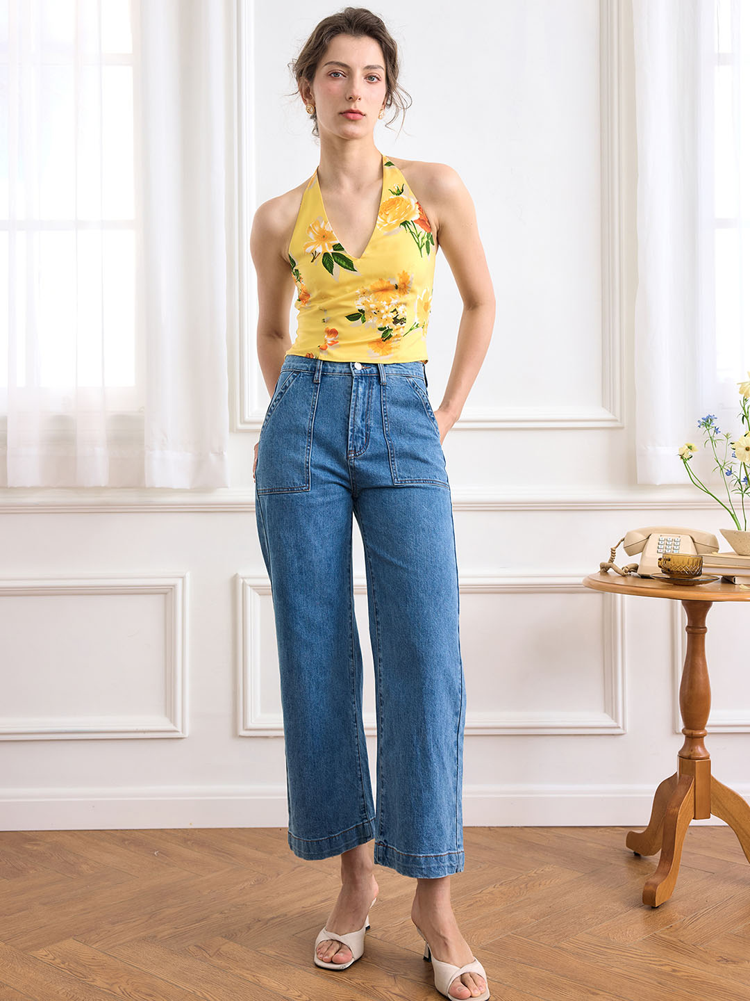 Leslie Chiffon Print Halter Top