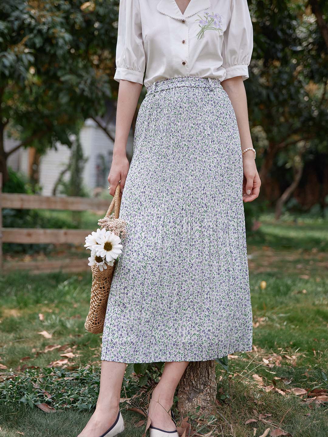 【FINAL SALE】Juli Floral Pleated Maxi Skirt