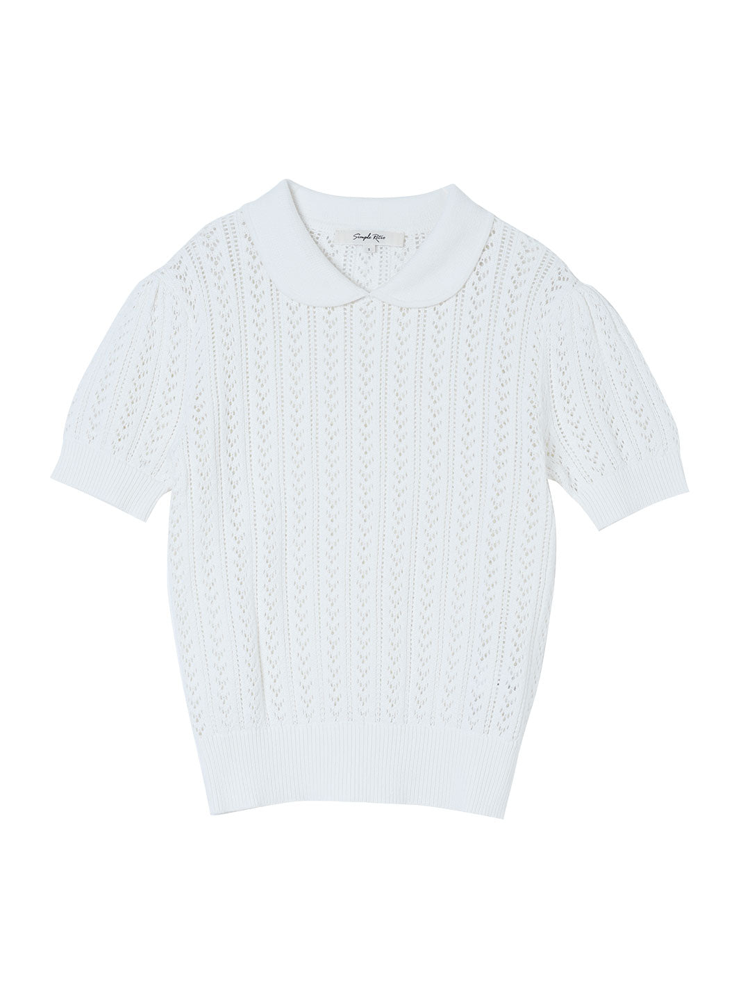 Kamryn Small Lapel Hollow Short Sleeve Knit Top