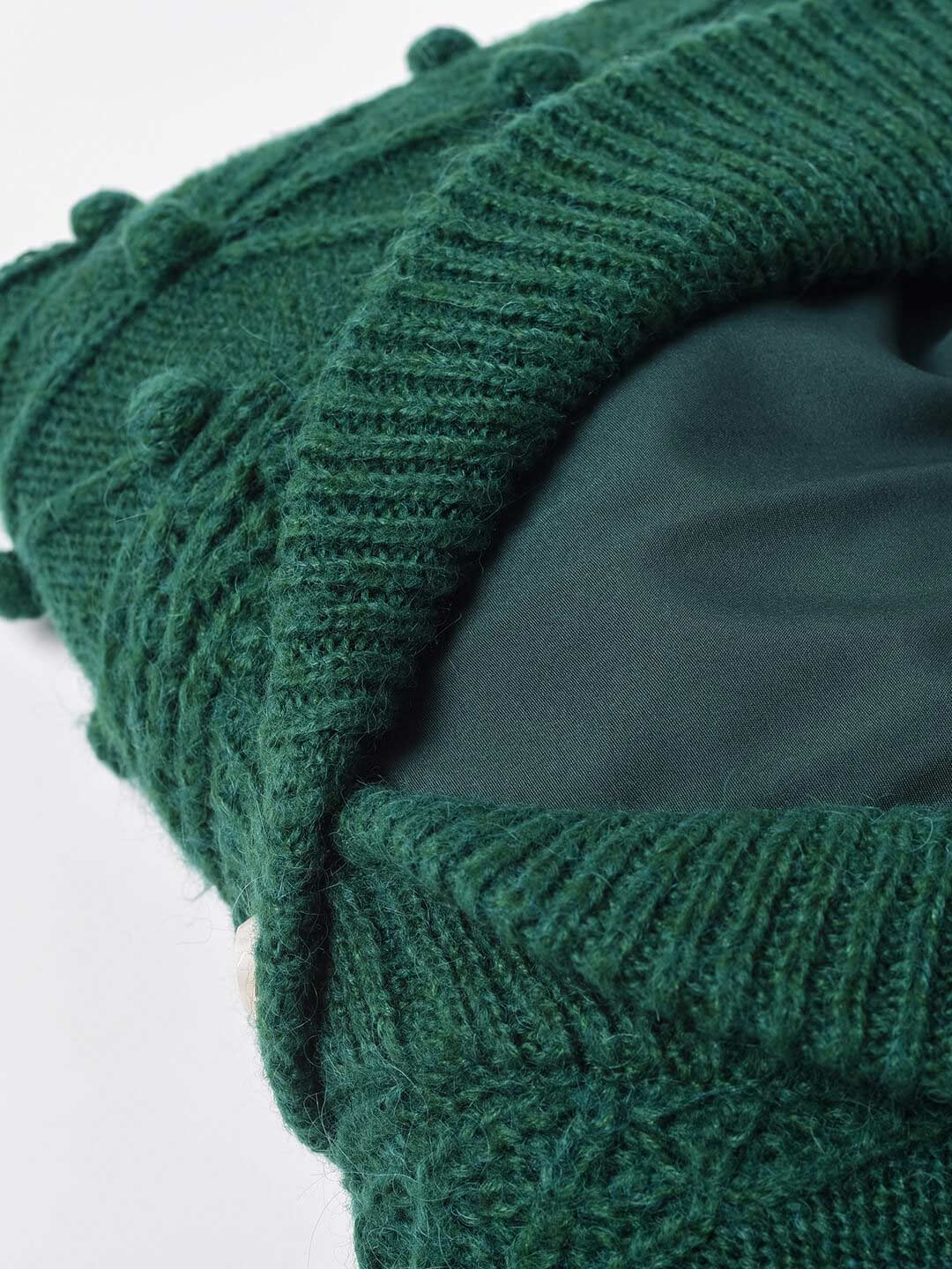 Nataly Cable Popcorn Chunky Green Knit Cardigan/Simple Retro/77017