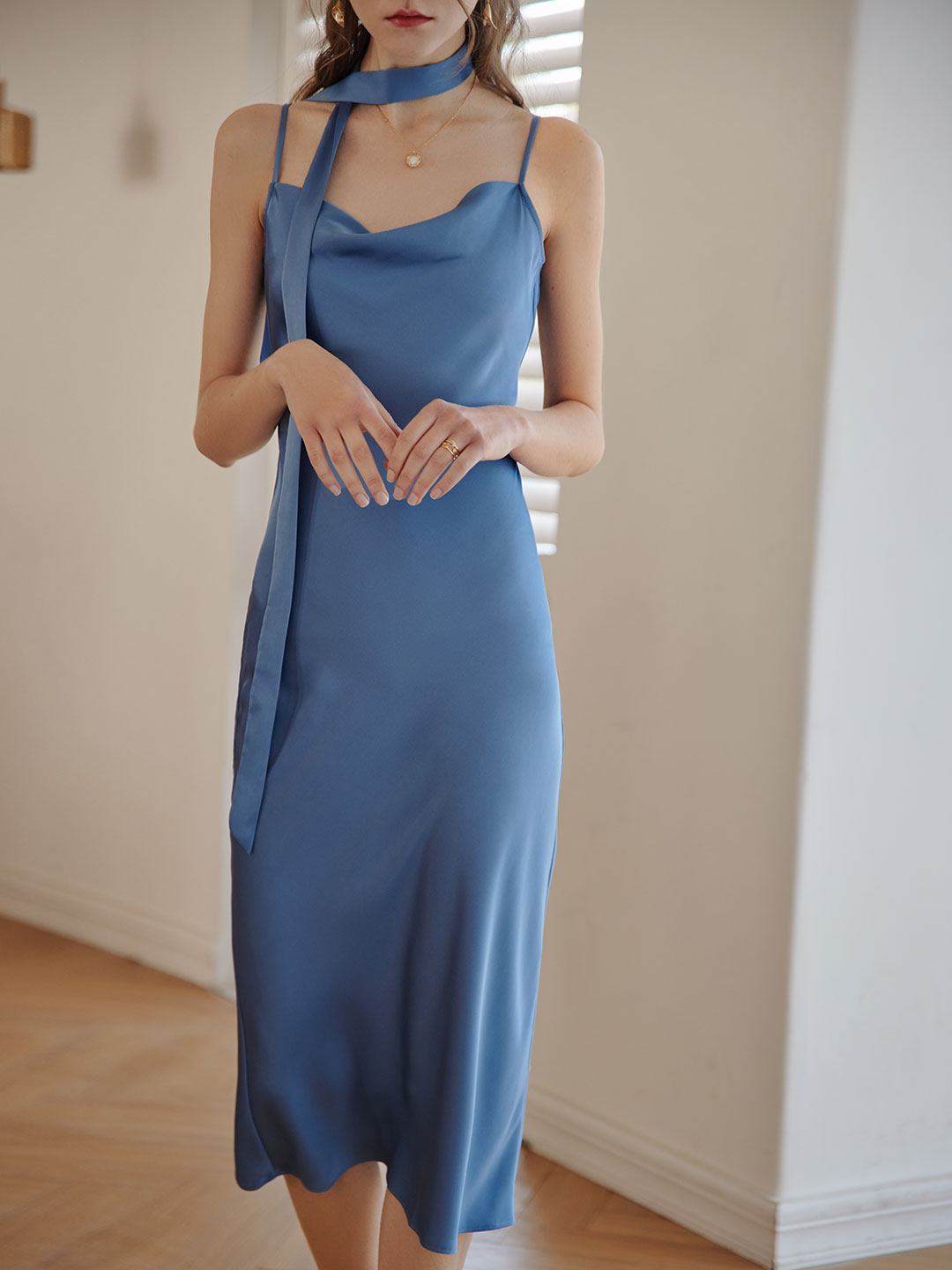【Final Sale】Amira French Satin Slip Dress
