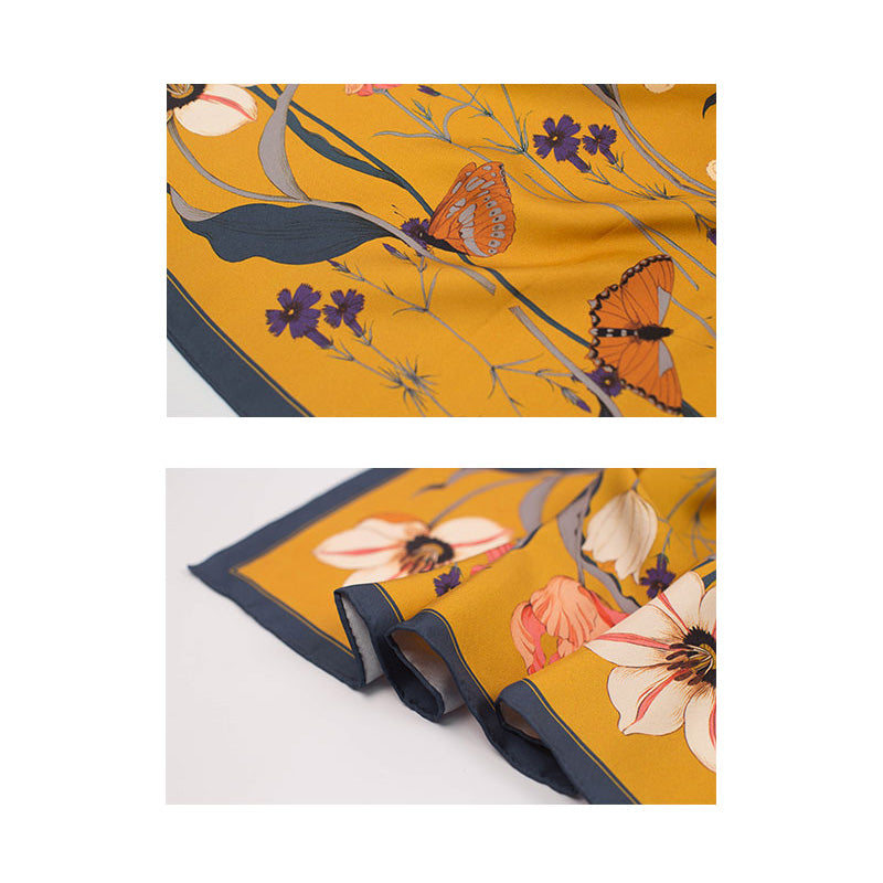 Chowxiaodou 16 Momme Tulip Silk Twill Large Square Scarf 90*90