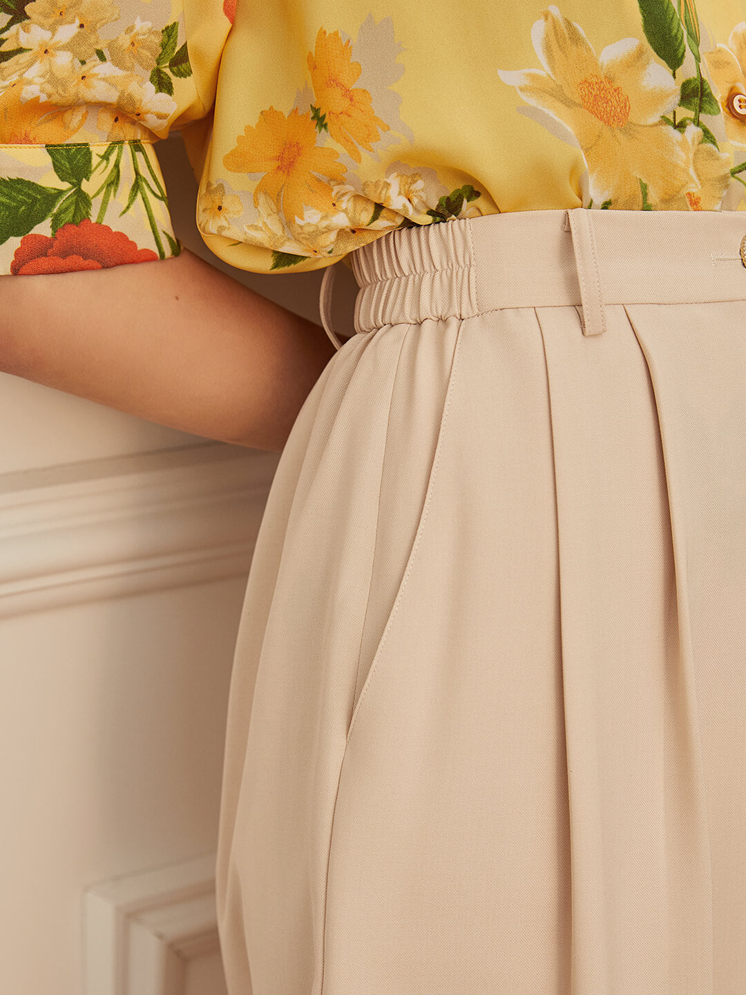 Daiki Chiffon Straight Shorts/Simple Retro/11058