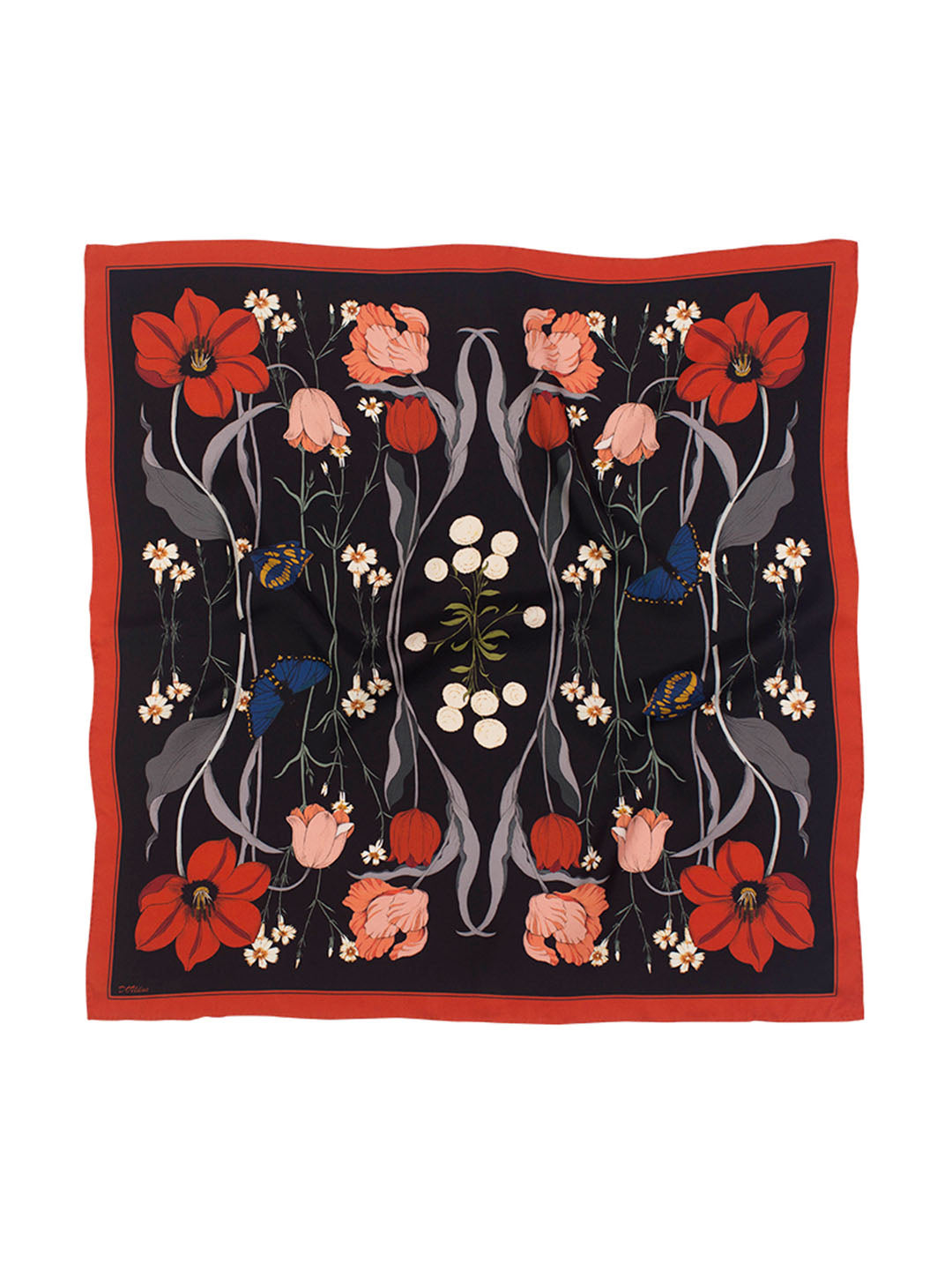 Chowxiaodou 16 Momme Tulip Silk Twill Small Square Scarf 65*65