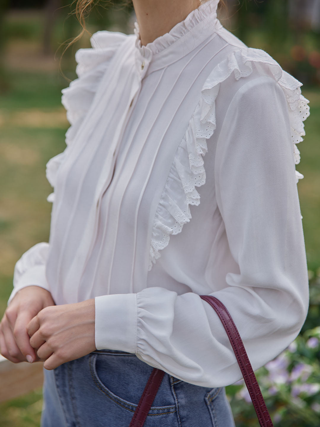 Alexandria Ruffle White Vintage Blouse