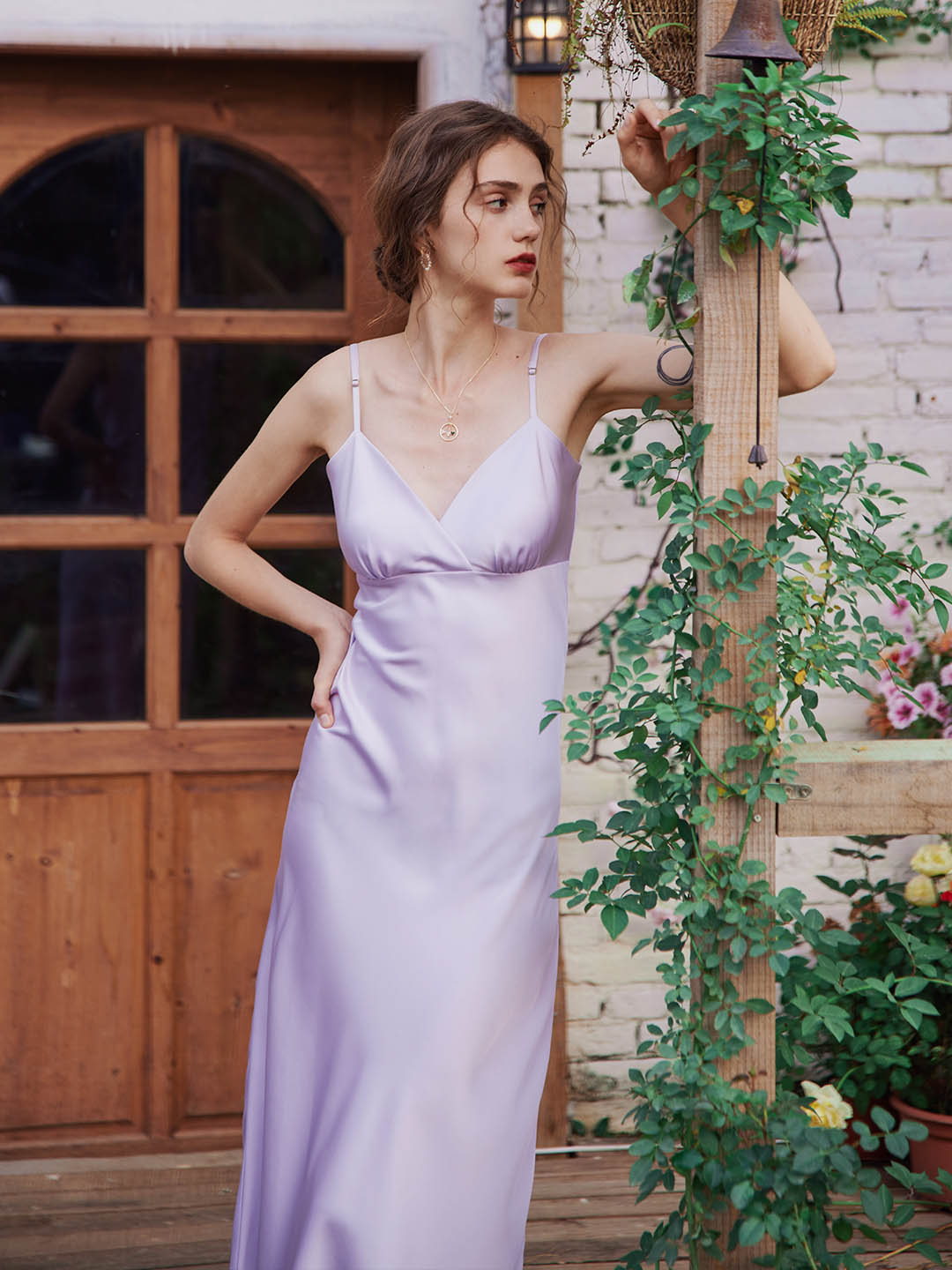 Kristin French V-Neck Slip dress/Simple Retro/560