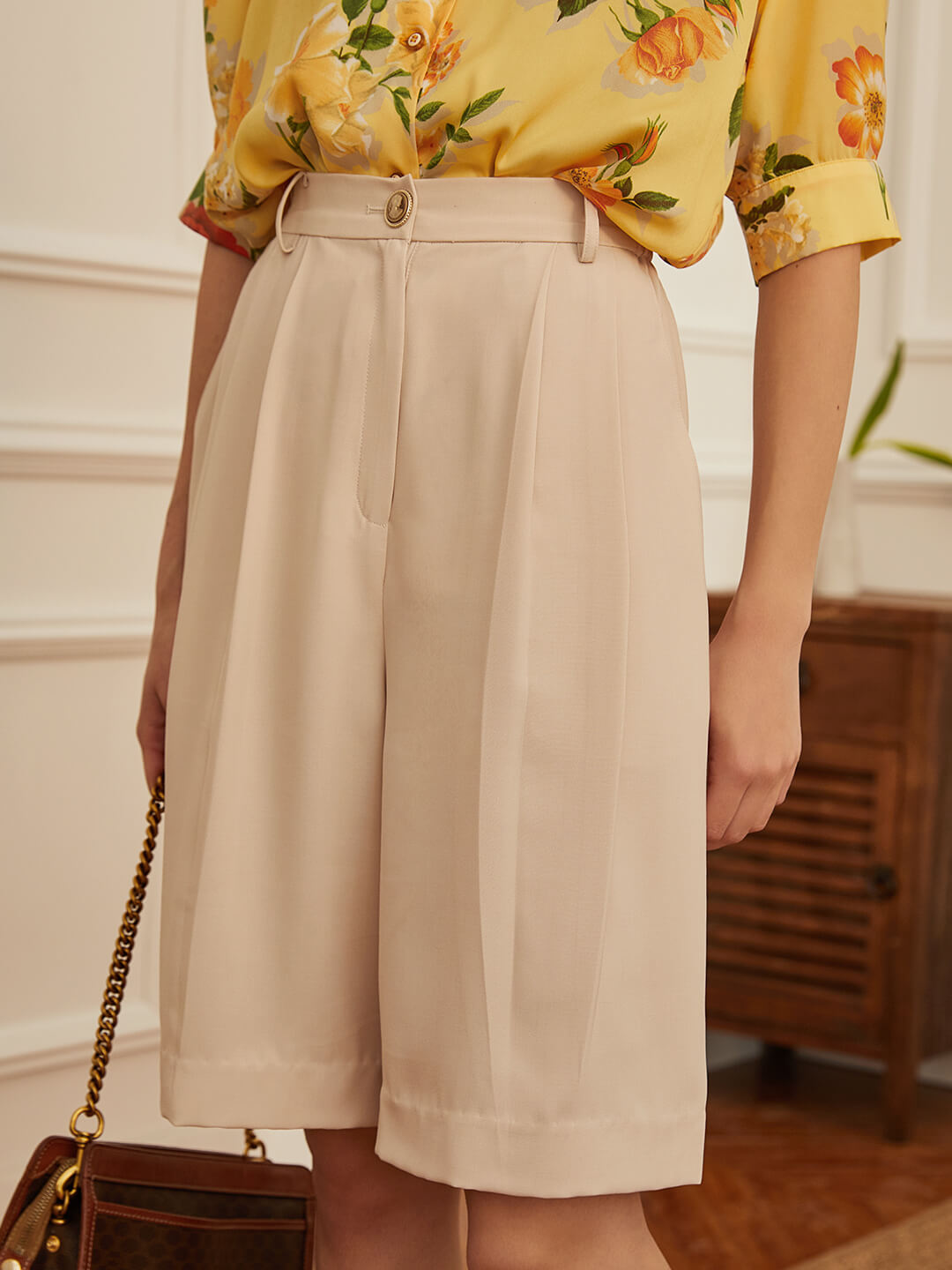 Daiki Chiffon Straight Shorts/Simple Retro/11058