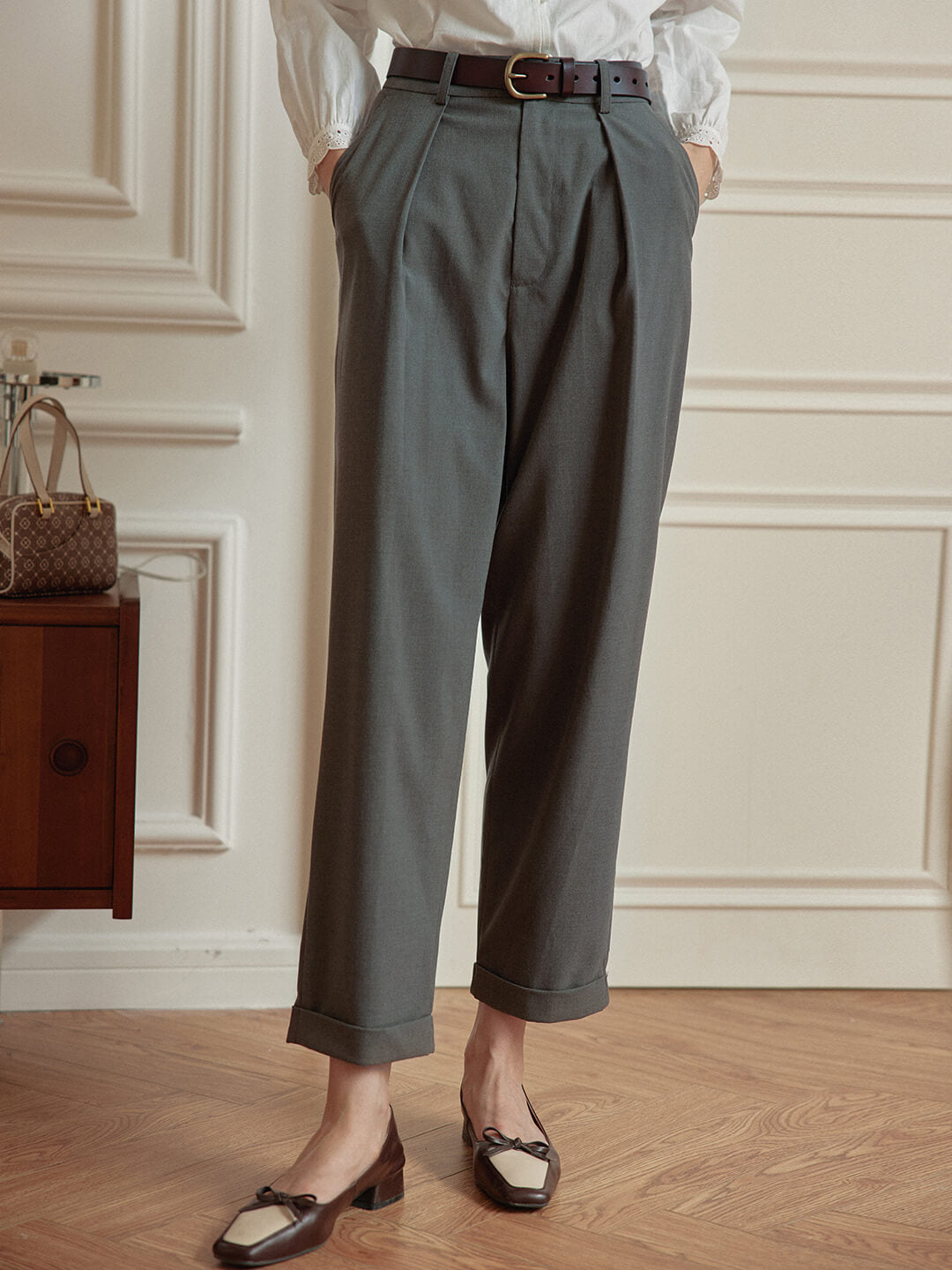 【FINAL SALE】Ashley High-waisted Grey Trousers
