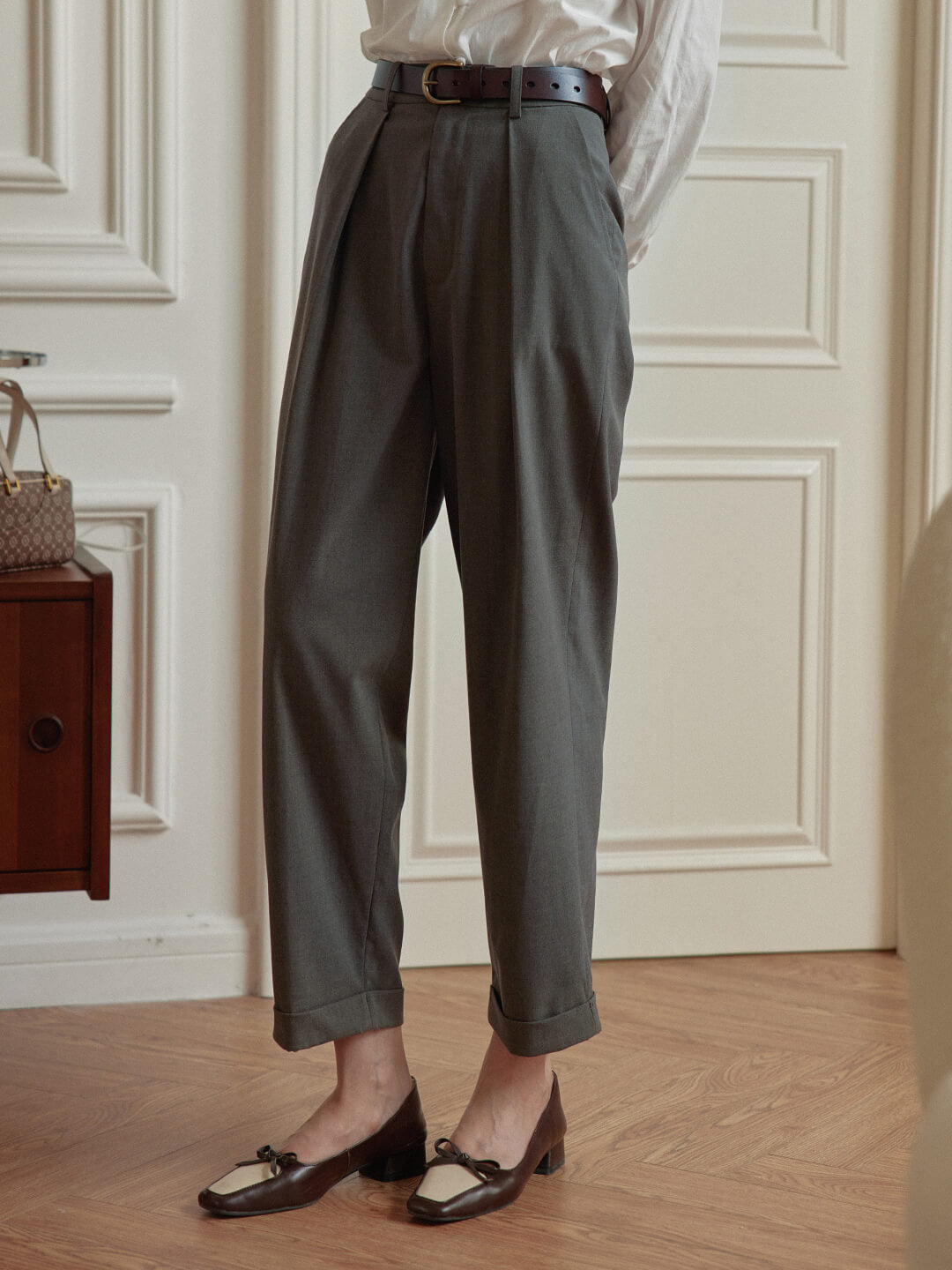 【FINAL SALE】Ashley High-waisted Grey Trousers