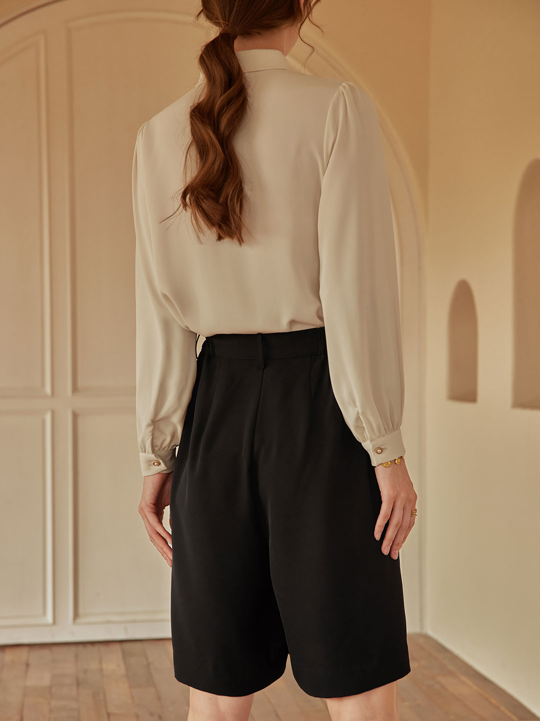 Daiki Chiffon Straight Shorts/Simple Retro/11058